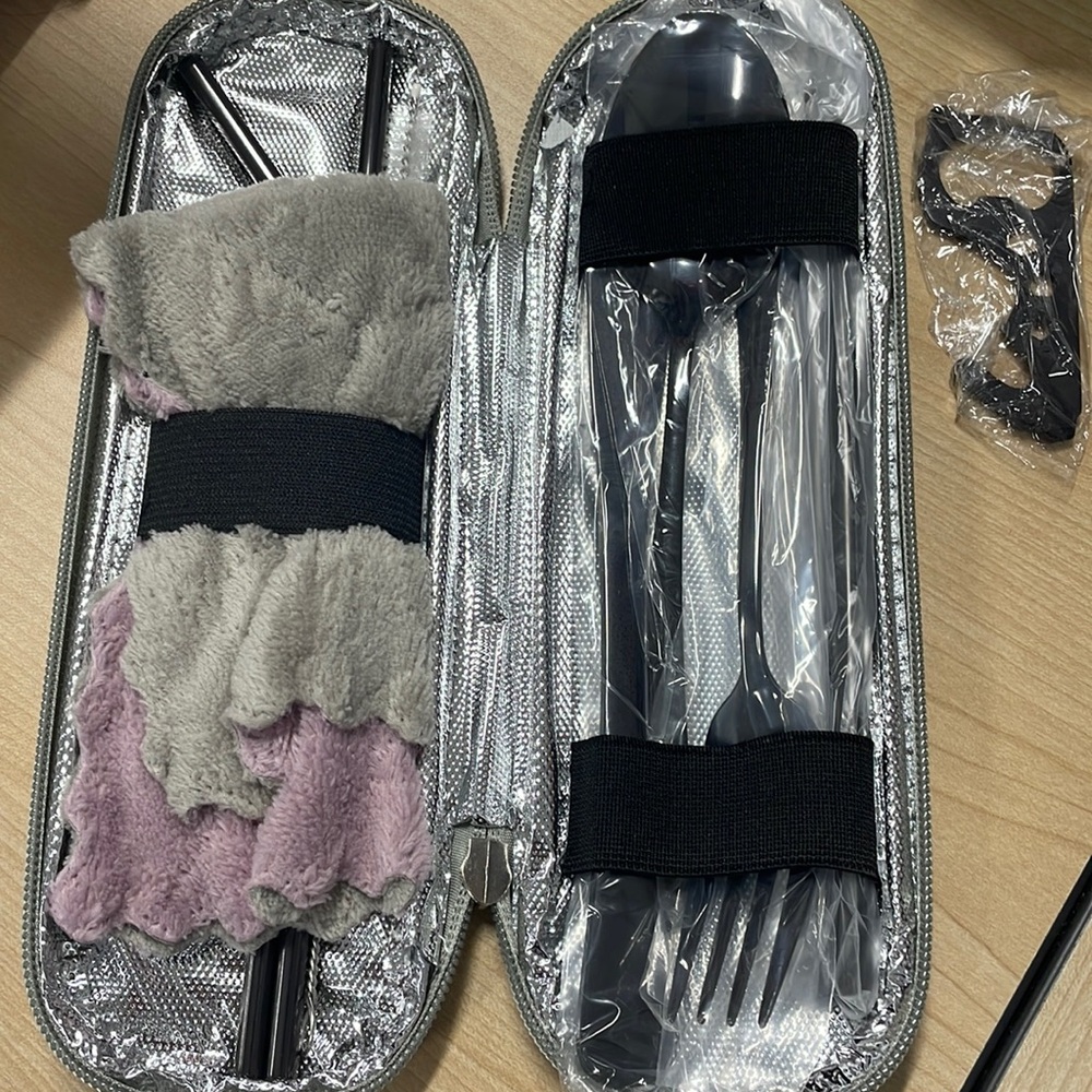 Sunhanny travel utensil set. Reusable utensils with case.